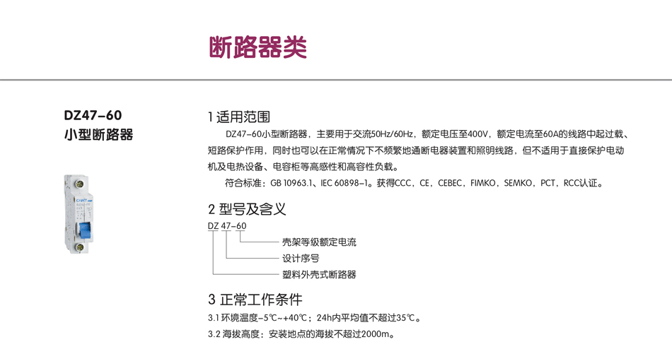 DZ47-60小型断路器 DZ47-60小型断路器;断路器